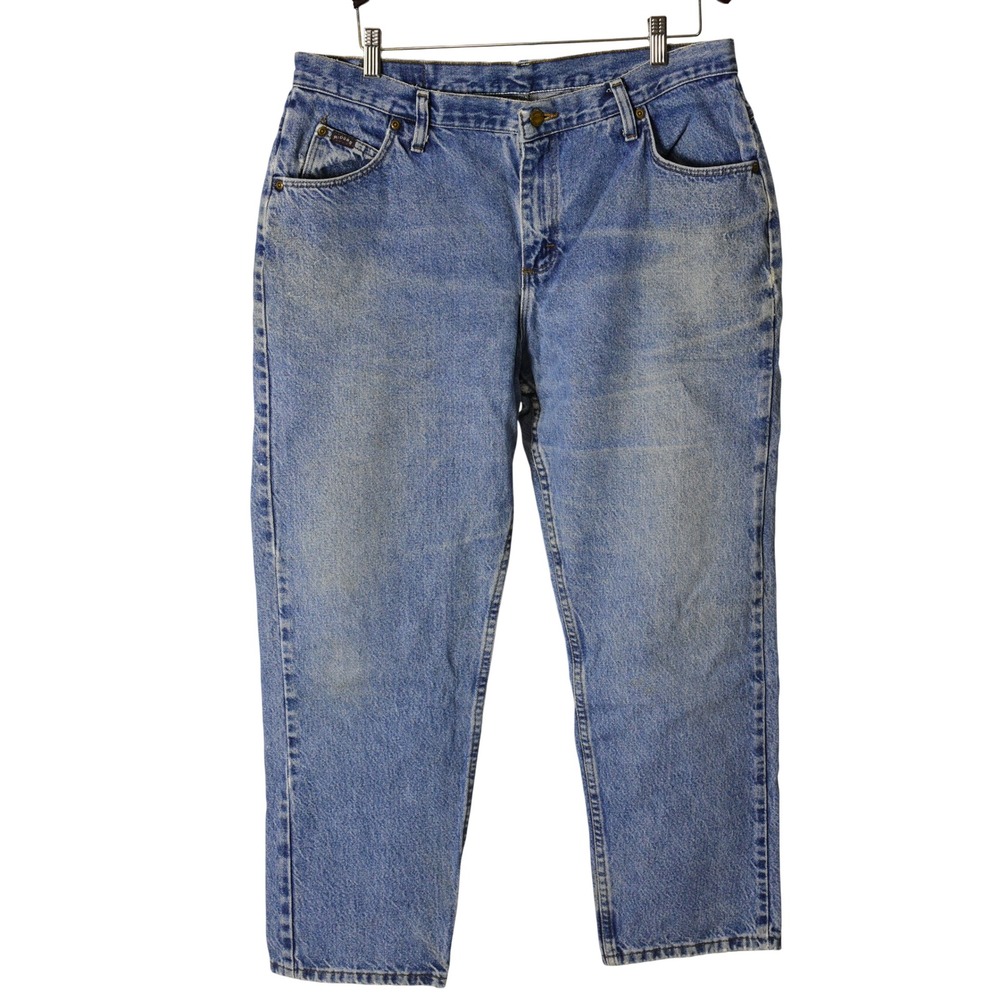 90s Vintage Medium Stone Wash Denim Jeans Womens 16 Ankle High Waist Tapered Leg - Picture 5 of 10